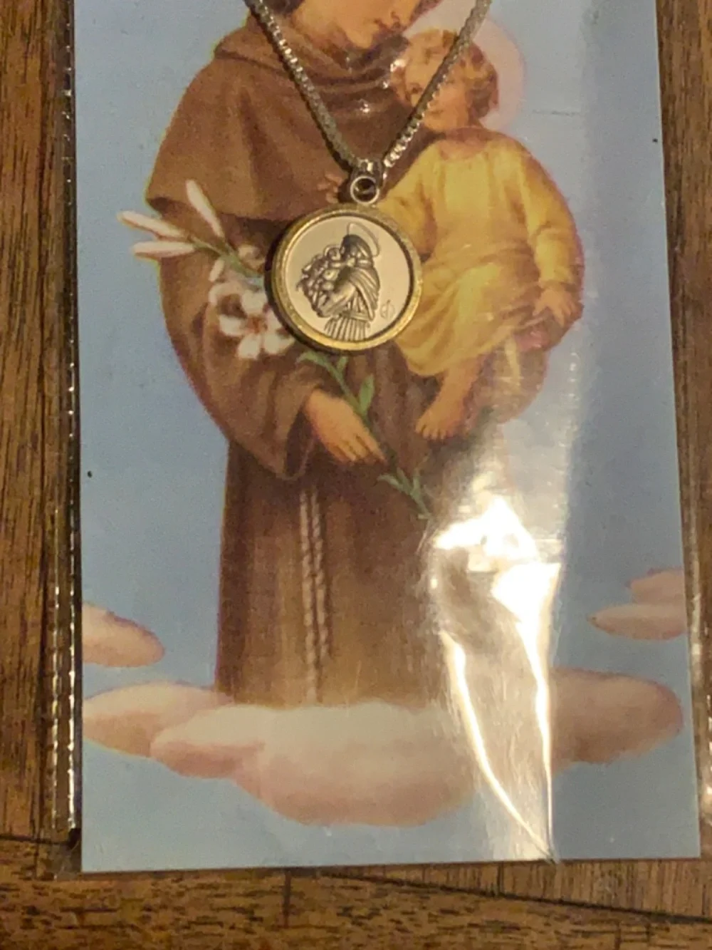 Silver Tone Saint Medal Necklace - Religious Devotional Pendant in Silver